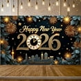 thumbnail image 3 of Golden Theme Happy New Year Banner Festive 2026 Banner Fireworks Decor Star Pattern Celebration Banner for New Year Party Holiday Celebration Indoor Decoration, 3 of 9