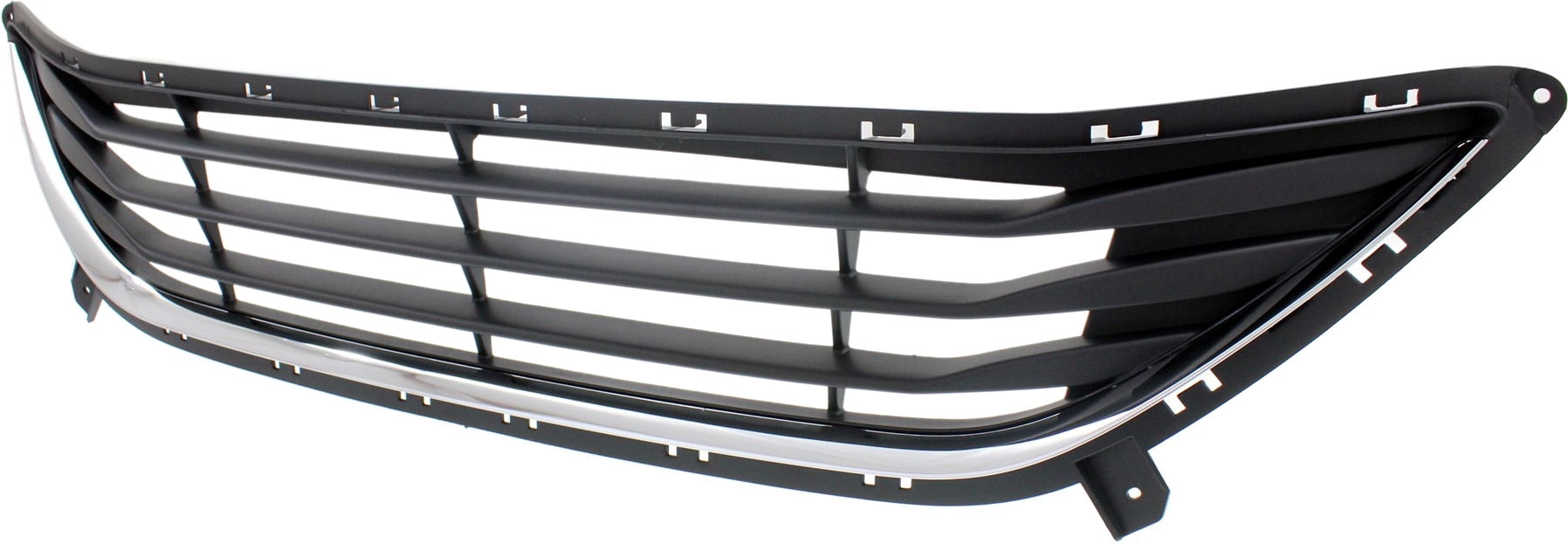 Bumper Grille Compatible With 2011-2013 Hyundai Elantra Front Textured Black Shell w/ Chrome Insert