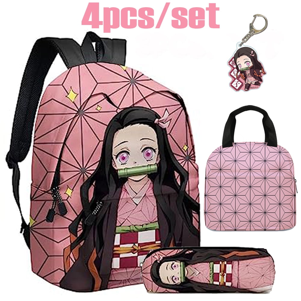 4pcs/set Demon Slayer Nezuko Backpack with Pencil bag Lunch Bag ...