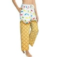 thumbnail image 2 of Xecao White Ice Cream Women's Straight Lounge Pajama Pants: The Epitome of Relaxed Sleepwear, 2 of 9