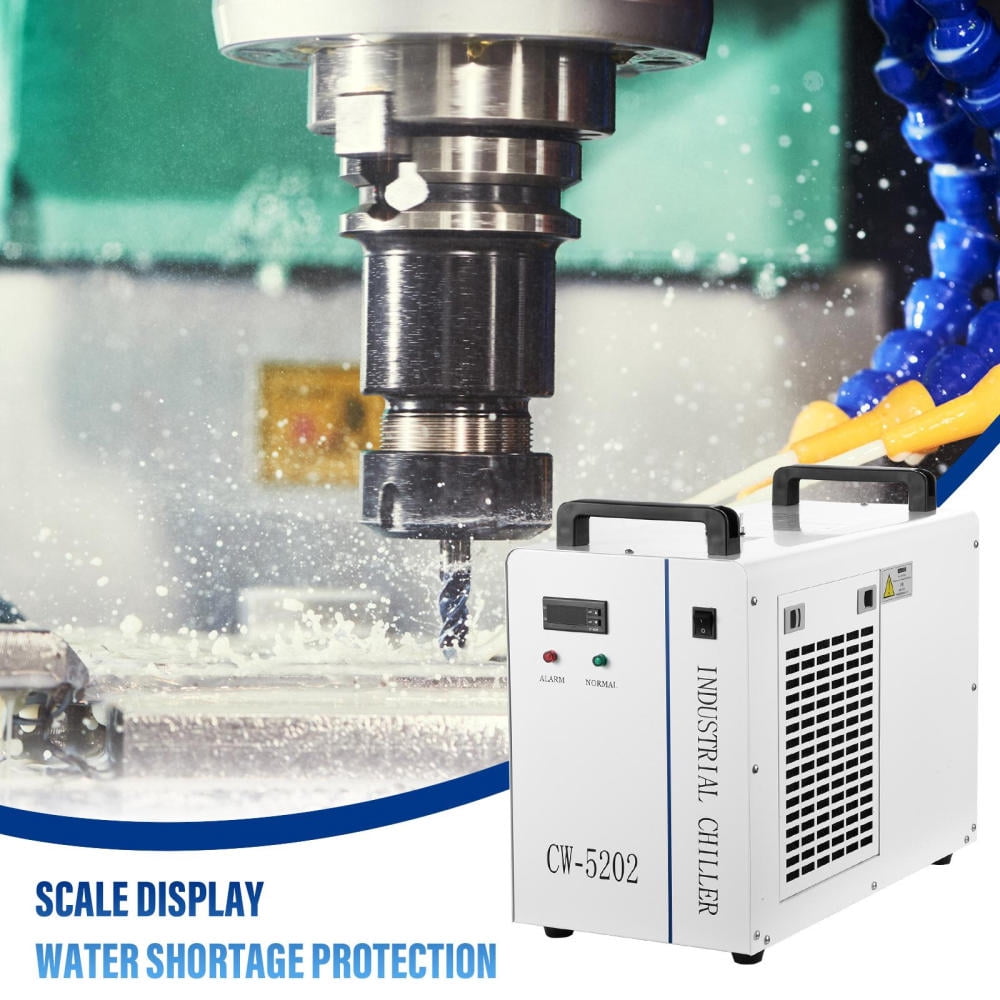 Water Cooling System, Industrial Chiller with 7L Tank, 2 Inlets/Outlets for 80W-180W Laser Engraving Machines, Viewing Window