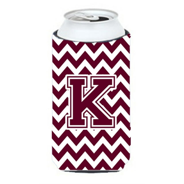 Letra K Chevron Granate Y Blanco Tall Boy Bebida Aislador Hugger Cj1051-Ktbc