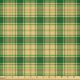 thumbnail image 2 of Ambesonne Plaid Fabric by the Yard Microfiber, Vintage British Tartan Check, 10 Yards, Ecru Forest Green, 2 of 2