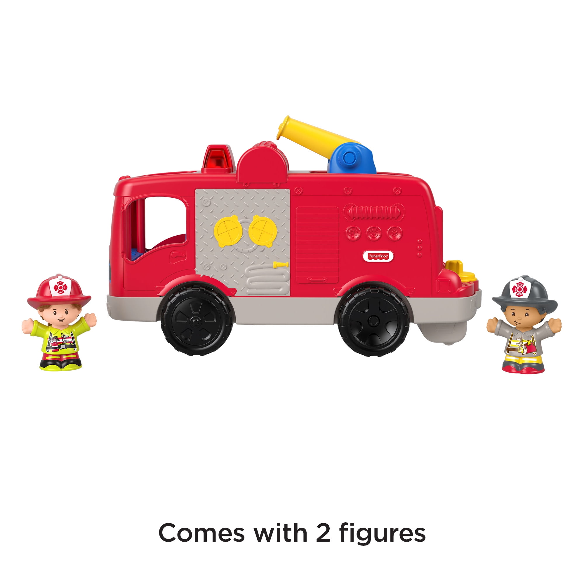 Fisher-Price Little People Helping Others Fire Truck Musical Toddler Toy with 2 Firefighter Figures