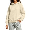 thumbnail image 2 of Vivcore Kids Knit Hoodie Casual Pullover Sweater Soft Cozy Hooded Sweatshirt for Toddlers and Children,Beige,120, 2 of 8