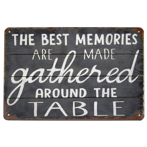 SUMIK The Best Memories Around The Table Family Love, Metal Tin Sign, Vintage Art Poster Plaque Kitchen Home Wall Decor