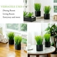 thumbnail image 4 of Tabletop Artificial Grass Plants Decorative Faux Greenery Plant Potted in Modern Cylindrical Black Cement Pots, Set of 2, 4 of 5