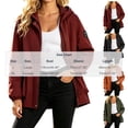 thumbnail image 2 of TAGOLD Womens Winter Hooded Casual Outwear & Jackets Solid Color Zip Up Hooded Long Sleeve Casual Outer Top With Elastic Cuff Side Pockets For Outdoor Sports Daily Street Wear, 2 of 5