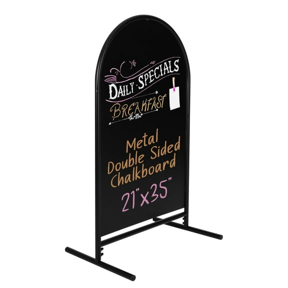 Ilyapa Metal Double Sided Swinging Chalkboard Sign - 21x35 inch Magnetic Sidewalk Sign - A Frame Chalkboard Alternative Menu Board for Restaurant