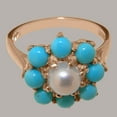 thumbnail image 5 of LBG British Made 18k Rose Gold Cultured Pearl & Turquoise Womens Statement Ring - 33 size options - Size 8.25, 5 of 6