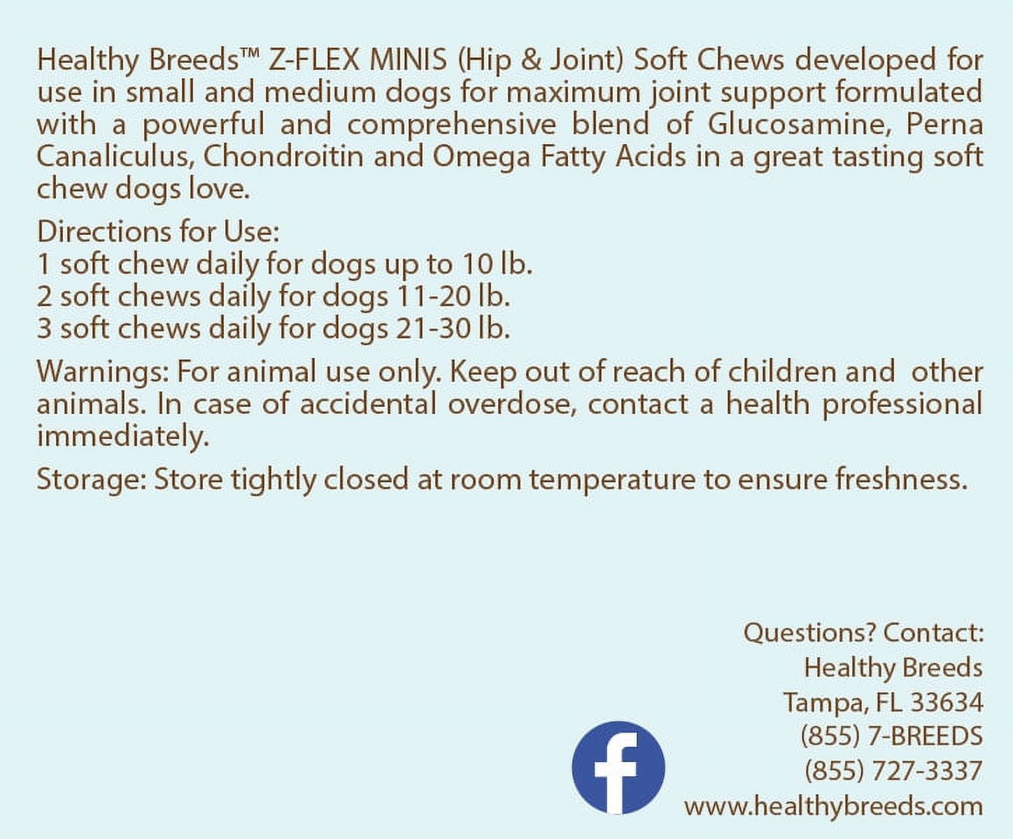 Healthy Breeds Jack Russell Terrier Z-Flex Minis Dog Hip & Joint Support Soft Chews 60 Count
