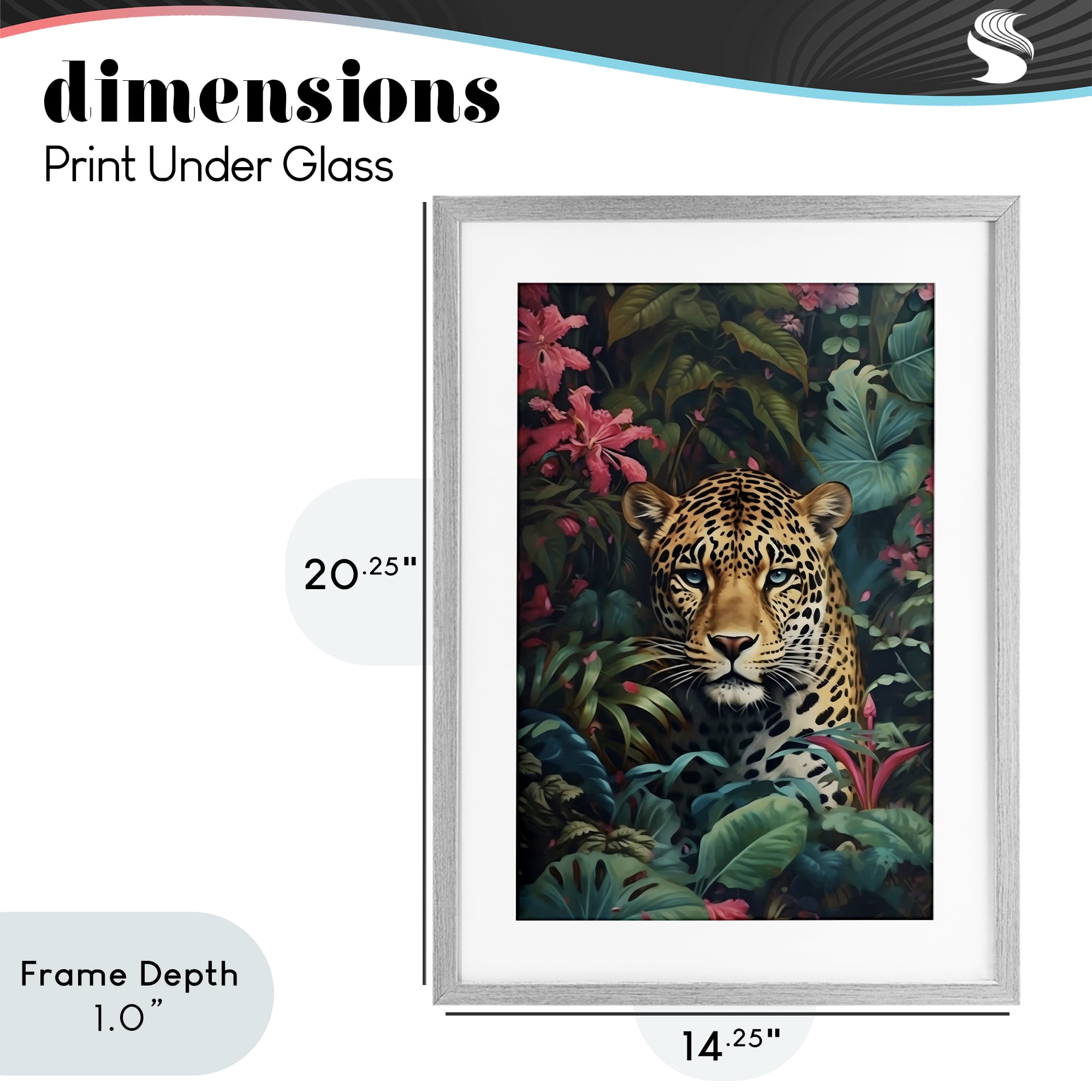 Stupell Industries Jaguar with Silent Emerald Gaze Gray Framed Print Under Glass, design by Creative Studio