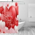 thumbnail image 3 of JOOCAR Valentine's Day Shower Curtain Set Romantic Red and White Heart Shaped Balloons Decor Home Bathroom Bathtub Curtains Durable Waterproof Washable Fabric with 12 Hooks 72x72 inch, 3 of 7