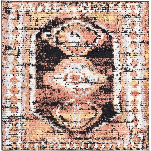 Rugs.Com Tagine Collection Rug – 5 Ft Square Terracotta Medium-Pile Rug Perfect For Living Rooms, Kitchens, Entryways