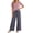 Hot Pink, variant on Zynoxe Pajamas for Women Set Two Piece V-neck Short Sleeve Shirts and Drawstring Wide Leg Pants Matching Outfit Loose Comfy Lounge Sets