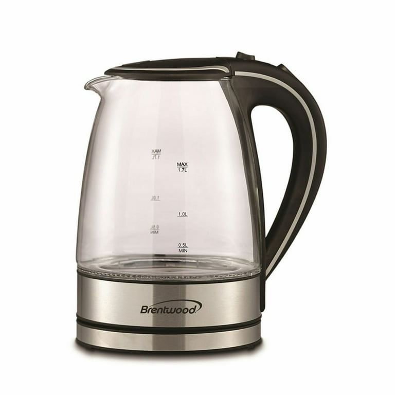 Brentwood Electric Glass Kettle KT-1900BK 1.7L Cordless Black