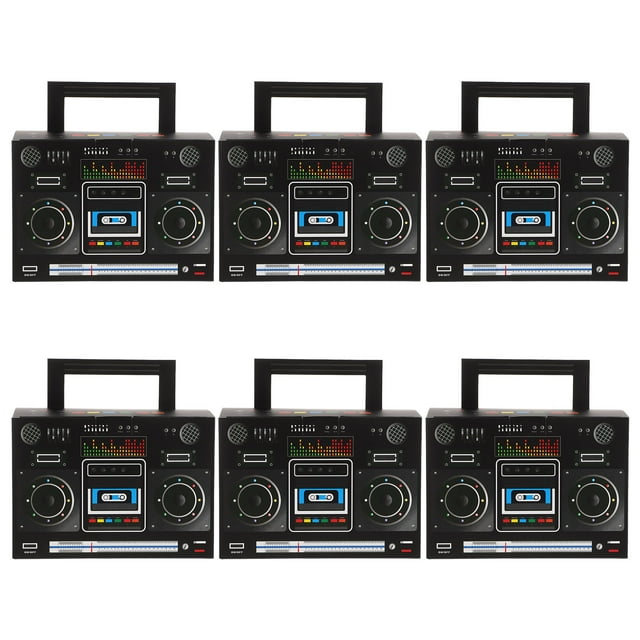 6 cajas de regalo para fiestas de los 80, novedosas cajas de regalo, cajas de papel para dulces, decoraciones de radio retro, centros de mesa para fiestas de música hip hop con temática de los 80.