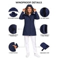 thumbnail image 6 of Wantdo Ladies' Plus Size Detachable Hood Rain Jacket Warm Windproof Waterproof Lightweight Jacket for Hiking Navy 2XL, 6 of 8