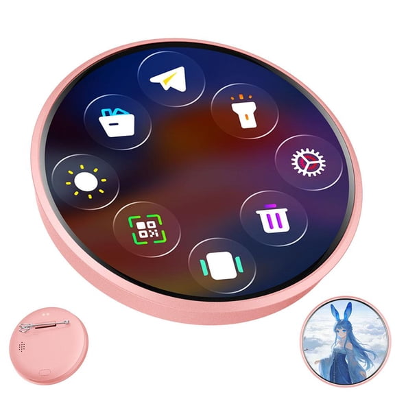 Digital Displayed Pixel Badge Pin, 1.85'' HD Display Badge Cute Pin with Videos/Photos Display via Bluetooth, Screen Badges Button, Cosplay Concert Gifts