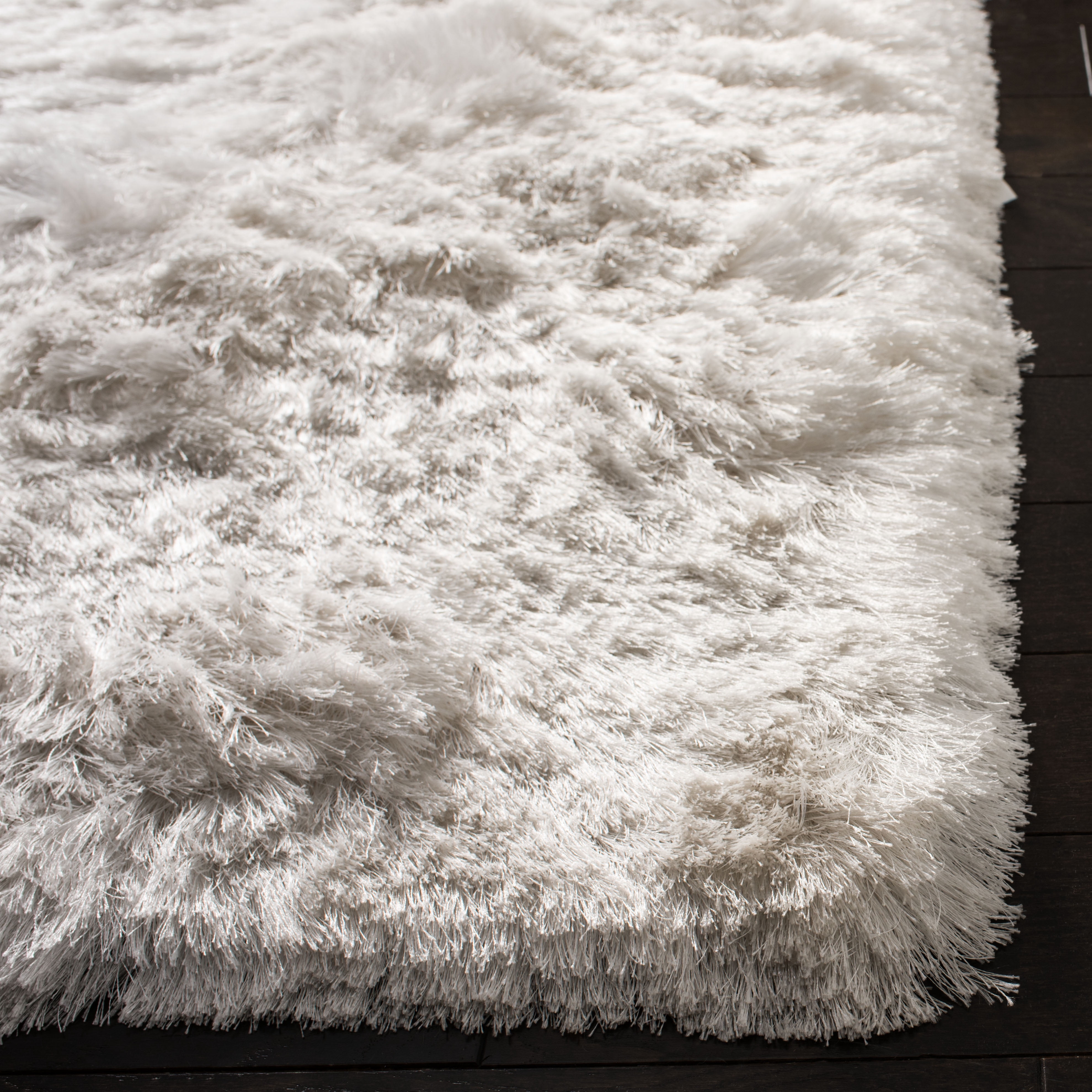 SAFAVIEH Ocean Amyas Solid Shag Area Rug, Ivory, 8' x 8' Square