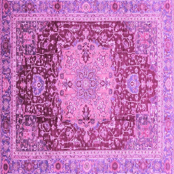 Ahgly Company Indoor Square Abstract Purple Modern Area Rugs, 7' Square