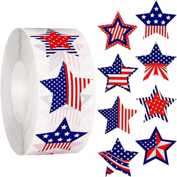 1 Roll Flag Stickers Patriotic Sticker Independence Day Decor 3.8cm/1.5inch