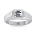 thumbnail image 3 of Zuma - Bezel Set Unisex East To West Emerald Cut Moissanite Lab - Diamond Engagement Ring, 3 of 5
