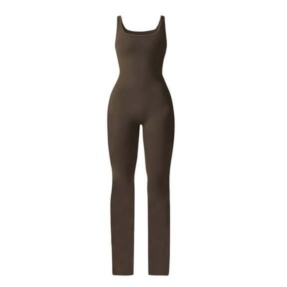 Bibifish Womens Yoga Jumpsuit Solid Sleeveless Soft Stretchy Yoga Gym Daily Hollowed Out Back Onesie Lift Sports Fitness Activewear