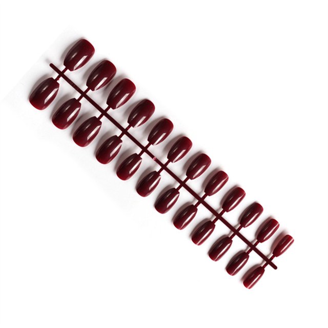 Vogacara 24 piezas de uñas postizas de ataúd resistentes a los arañazos de bailarina corta coloridas uñas acrílicas artificiales de color sólido DIY Juegos de manicura 25café oscuro Vogacara CE011412-25