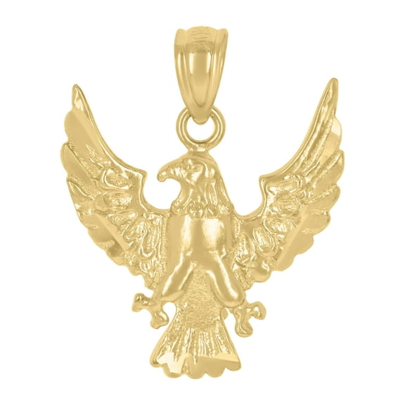 10kt Real Yellow Gold Diamond-Cut Unisex Eagle Animal Charm Pendant