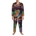 thumbnail image 3 of Balery Rainbow Scales Fantasy Dragon Pijama para Hombre de Dos Piezas con Manga Larga, Conjunto de Dormir y Descanso Suave con Bolsillos-Medium, 3 of 7
