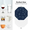 thumbnail image 6 of Lsque Snowflake Dark Blue Pattern 4" Drink Coasters Set of 4, PVC Leather Absorbent Coasters, Table Coaster Set Decorative Coffee Cup Coasters Housewarming Gift -Octagon, 6 of 6