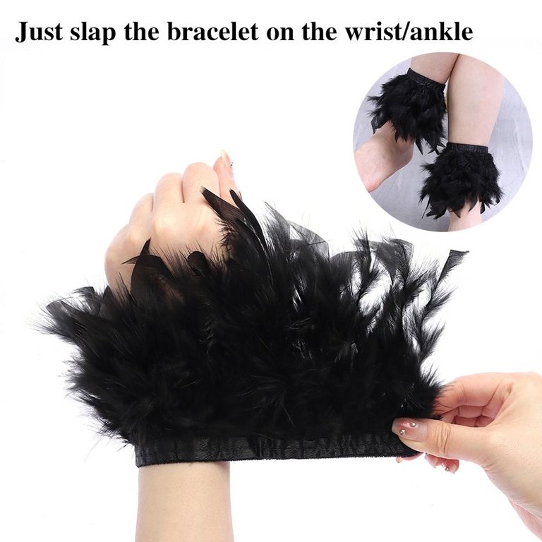 Feather Wrist Cuffs For Women, Ostrich Feather Slap Bracelets