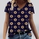thumbnail image 3 of Camiseta informal para mujer con estampado floral y cuello en V, manga corta, jersey, blusa, tops Fridja  zx4038, 3 of 5