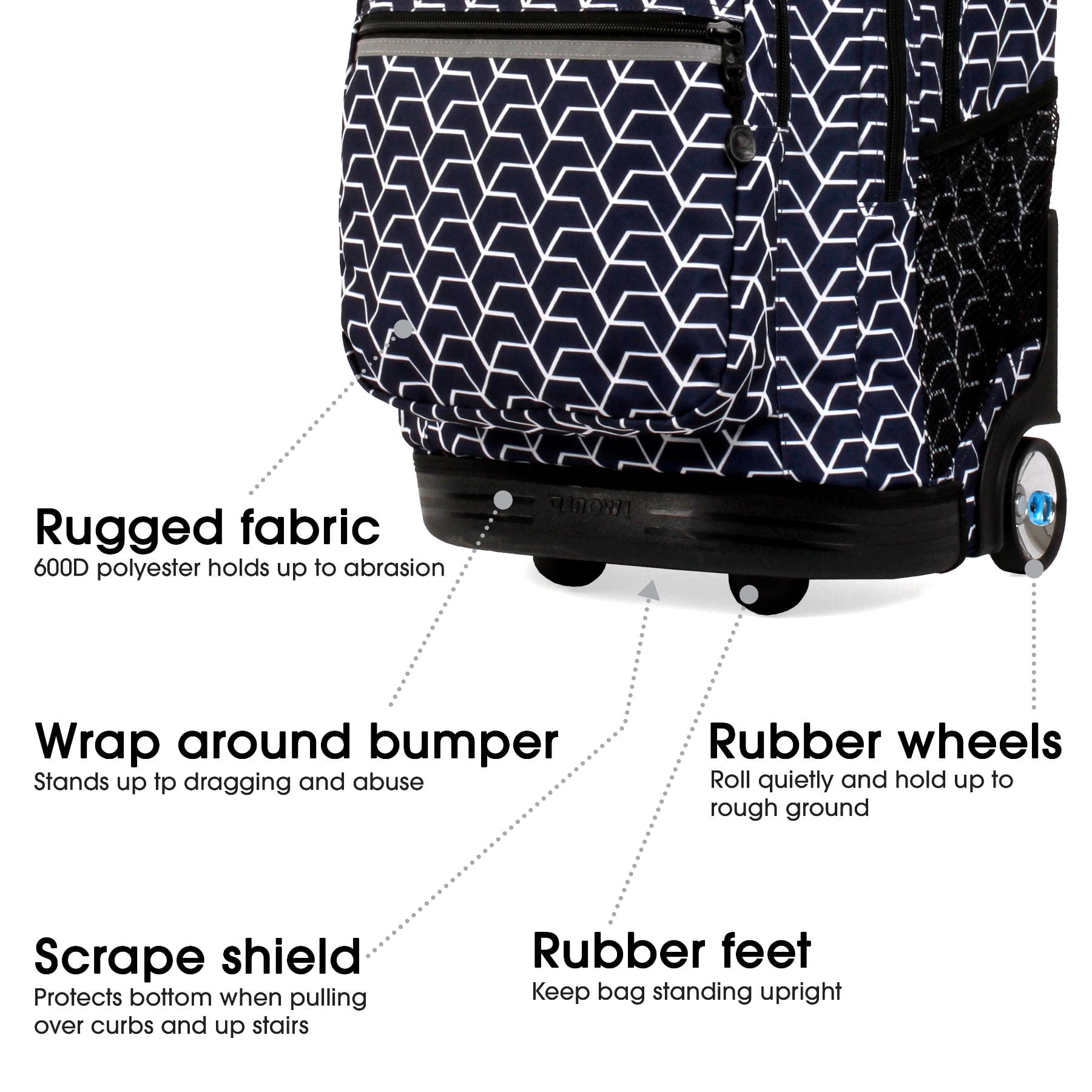 J World Unisex Sundance 20" Rolling Backpack with Laptop Sleeve for School and Travel, Line