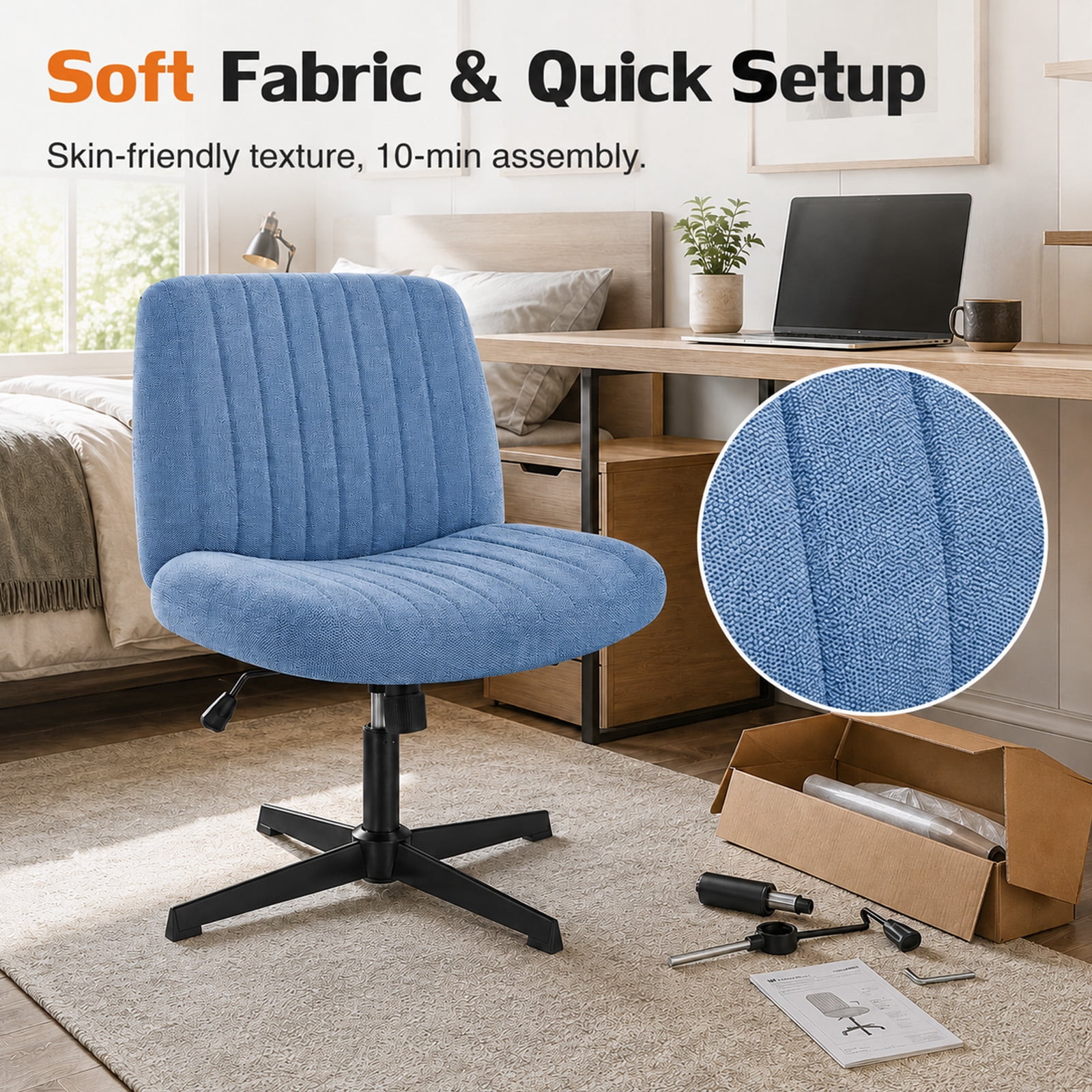 Alvantor Criss Cross Office Chair, No Wheels Armless Swivel, Wide Seat Criss Cross Chair for Home Office & Reading Room