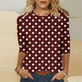 thumbnail image 2 of YanHoo Women's Polka Dot 3/4 Sleeve Blouse Tops Ladies 2025 Plus Size Summer Casual Crewneck 3/4 Sleeve Shirts, 2 of 6