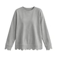 thumbnail image 4 of Xaqiouau Womens Oversized Crewneck Sweatshirt Scalloped Hem Long Sleeve Pullover Tunic Top Loose Fit Lightweight Casual Fall Winter Tops, 4 of 7