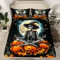 thumbnail image 2 of Manfei Happy Halloween Skeleton Bed Sheets Queen,Orange Pumpkin Maple Bedding Queen Size,Spooky Skull Sheet Set Queen,Lightweight Bedroom Decor,4 Pieces, 2 of 7