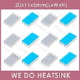 thumbnail image 1 of 20x11x5mm Without or With Thermal Tape Silver Heatsinks Aluminum Cooler Radiator Cooling Silver With Pad 20pcs, 1 of 5