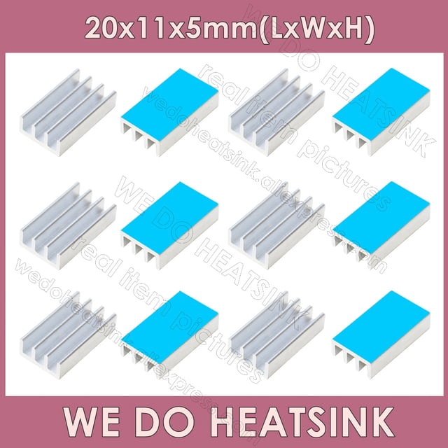 20x11x5mm Without or With Thermal Tape Silver Heatsinks Aluminum Cooler Radiator Cooling Silver With Pad 20pcs