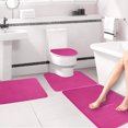 thumbnail image 6 of Btomtd 4pcs Solid Color Bath Rug Set Floor Mat Foam Base Absorbent Toilet Cover Machine Washable Carpet Decor, Pink, 6 of 9