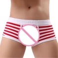 thumbnail image 4 of Odeerbi Mens Boxer Briefs Valentine's Day Color Stripe Briefs 2025 Fashion Underwear Personalized Mid-waist Hoop Panties Buttock Covering Briefs Red, 4 of 6