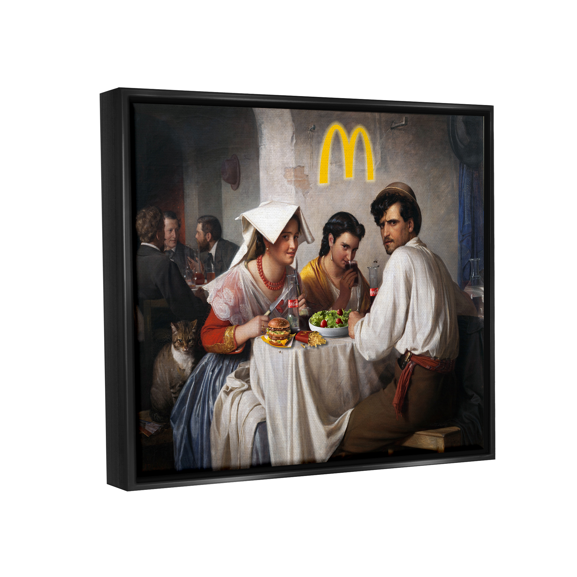 Stupell Industries Funny Classics Burger Joint Food & Beverage Painting Black Floater Framed Art Print Wall Art, 21 x 17