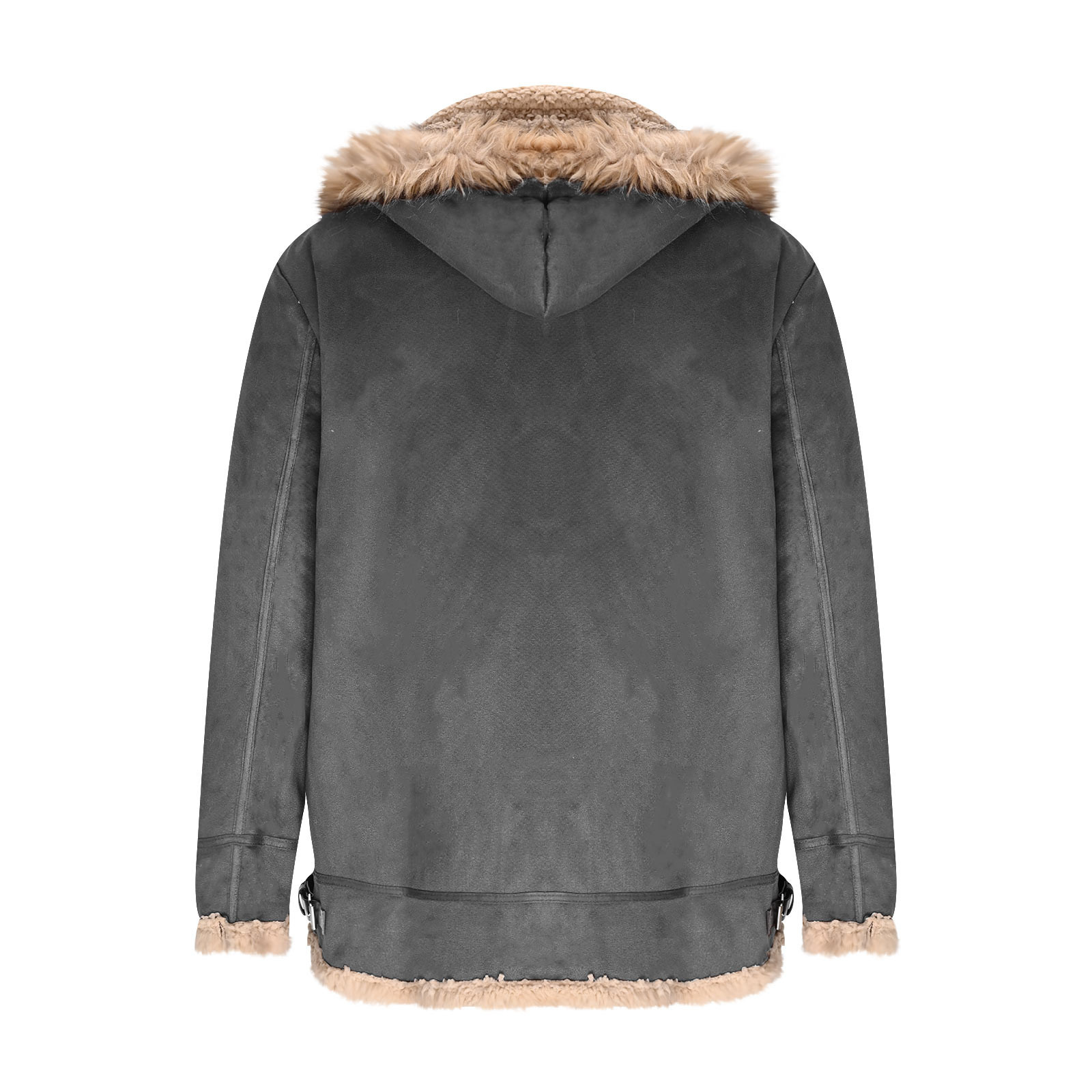 UQJfacai Mens Faux Suede Leather Jacket Sherpa Lined Collared Trucker Cargo Coat Winter Warm Thick Casual Outerwear with Pockets