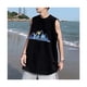 thumbnail image 4 of Hombres Camiseta Sin Mangas Casual Patrón Único Corte Exquisito Cómodo Transpirable para Gimnasio Playa Negro L, 4 of 8