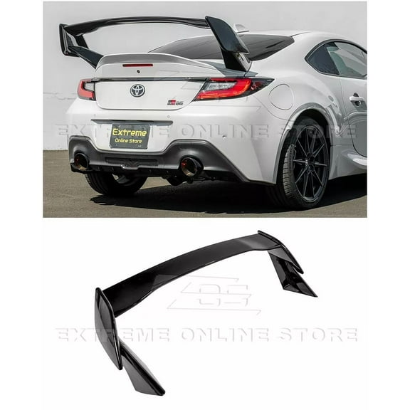 Replacement For 2022-Present Subaru BRZ | Toyota GR86 Models STi Style ABS Plastic Rear Trunk Spoiler High Wing (Painted Glossy Black)