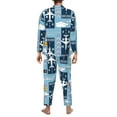 thumbnail image 5 of Kll Airplanes And Aviation Signs Sleepwear Mens Flannel Pajamas,Long Cotton Pj Set, 5 of 9