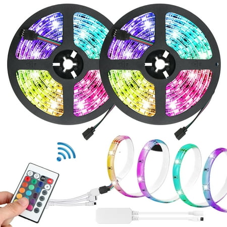 EEEKit LED Strip Lights, 32.8ft 300LED 5050 SMD RGB Light Strip, IP65 Waterproof Flexible Music Sync Color Changing Tape Light...