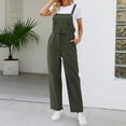 thumbnail image 2 of HBFAGFB Jumpsuits for Women Sleeveless Button Down Casual Pants Rompers with Pockets Green Size L, 2 of 5